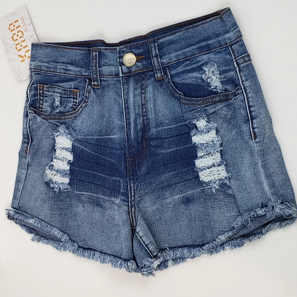 Blue denim stretch short